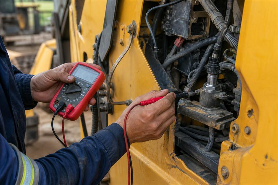 Serviço eletrônico em máquina pesada